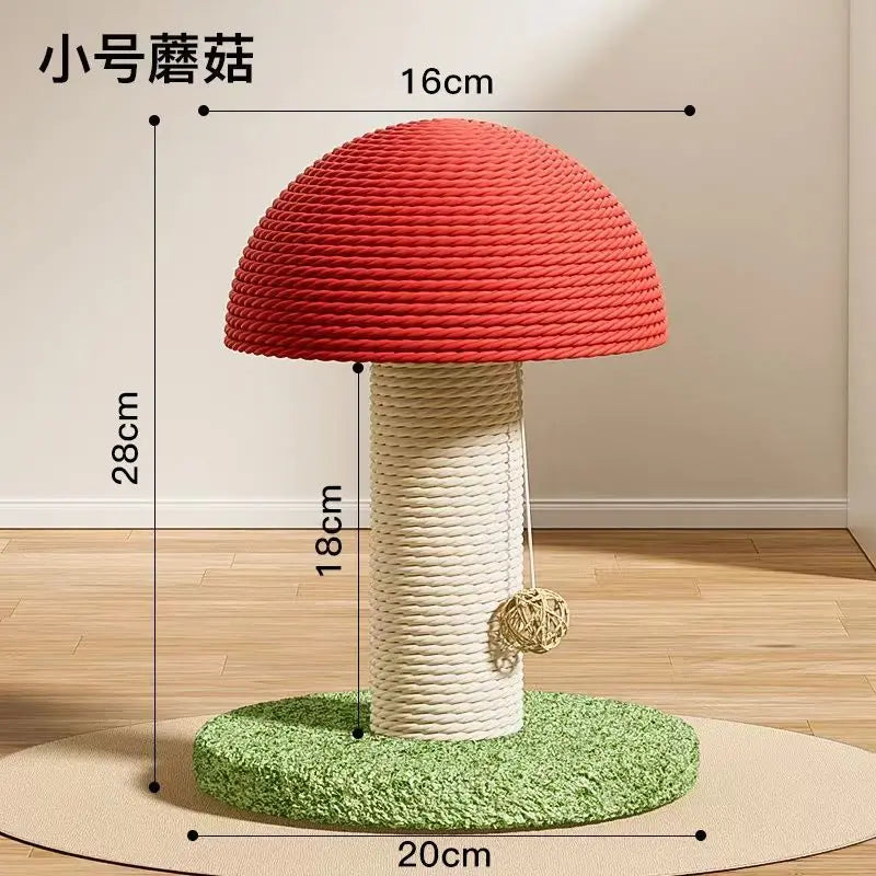 Mushroom and Carrot Cat Scratch Pillar Board with Durable Hemp Rope - Small, Wear-Resistant Cat Toy