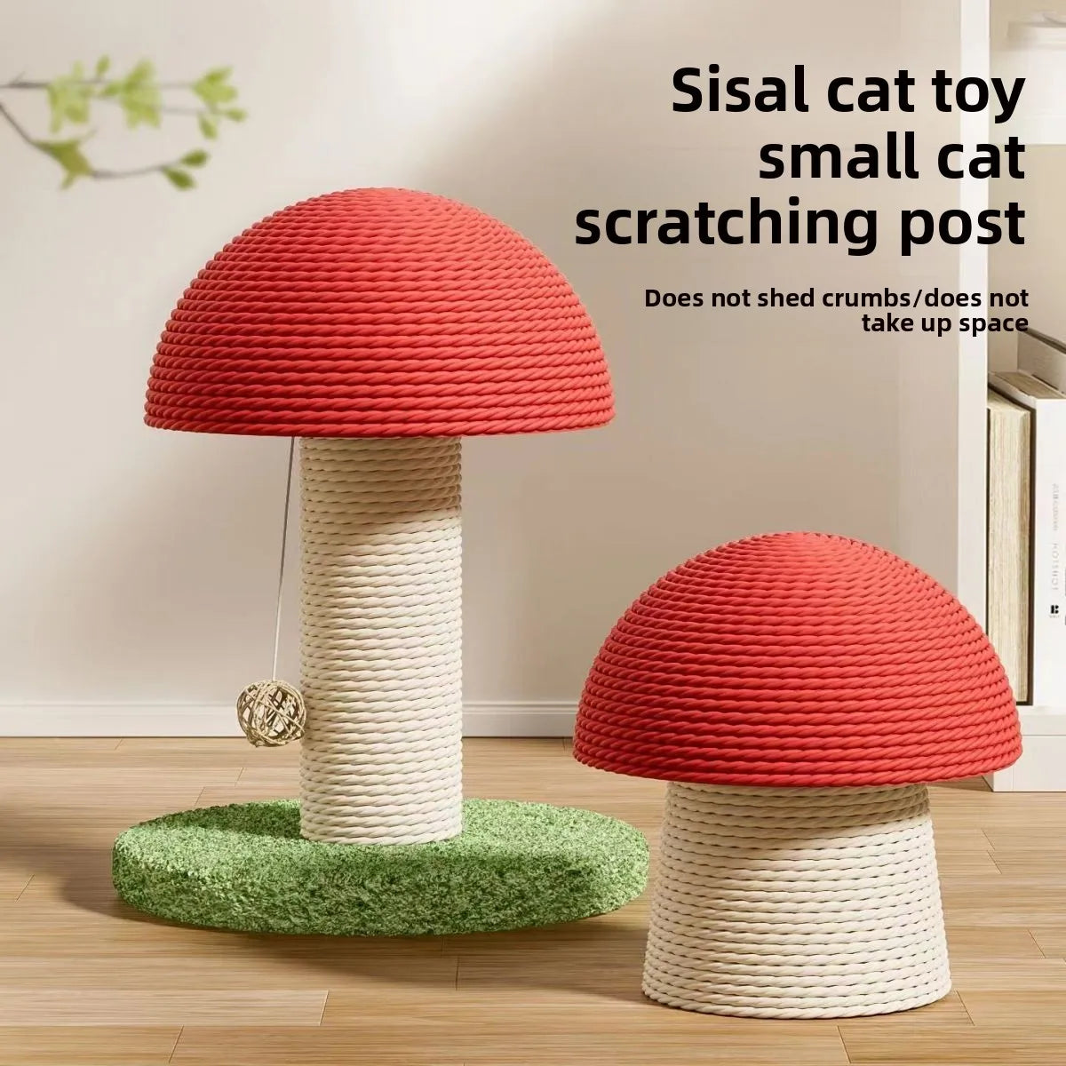 Mushroom and Carrot Cat Scratch Pillar Board with Durable Hemp Rope - Small, Wear-Resistant Cat Toy