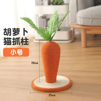 Mushroom and Carrot Cat Scratch Pillar Board with Durable Hemp Rope - Small, Wear-Resistant Cat Toy