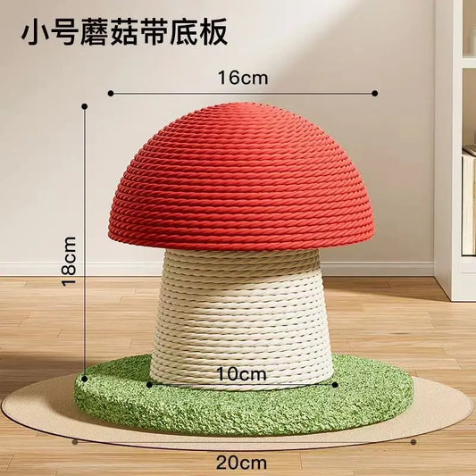 Mushroom and Carrot Cat Scratch Pillar Board with Durable Hemp Rope - Small, Wear-Resistant Cat Toy