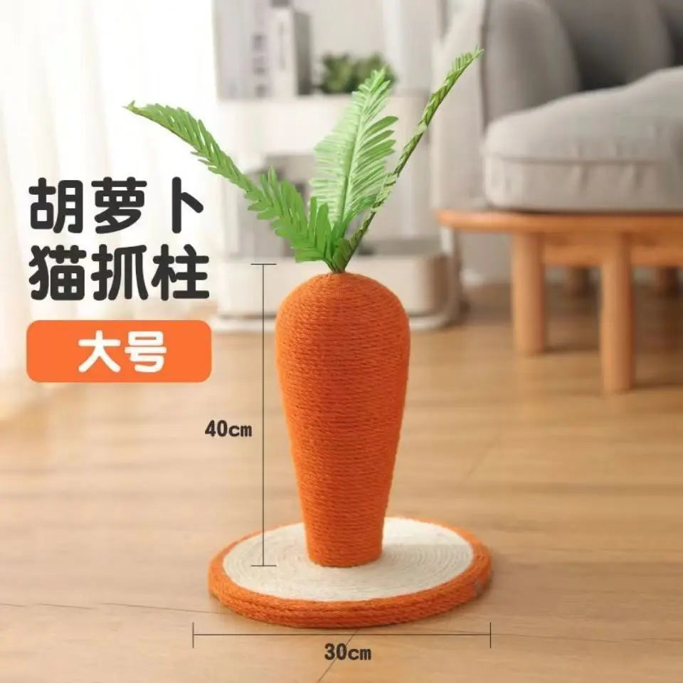 Mushroom and Carrot Cat Scratch Pillar Board with Durable Hemp Rope - Small, Wear-Resistant Cat Toy