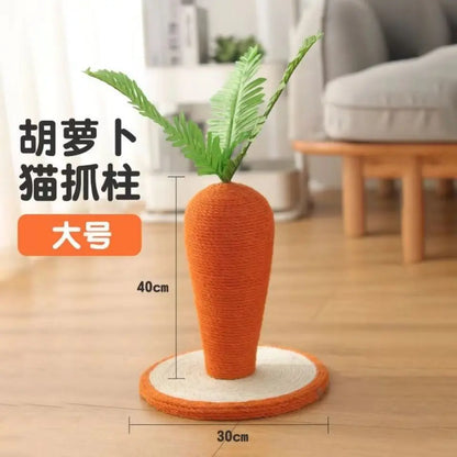 Mushroom and Carrot Cat Scratch Pillar Board with Durable Hemp Rope - Small, Wear-Resistant Cat Toy